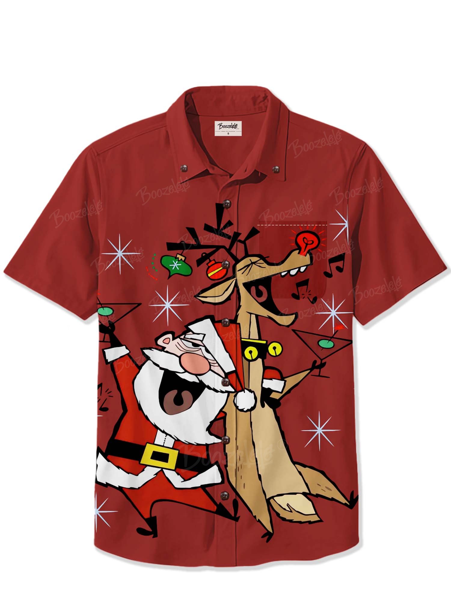 Christmas Drunk Elk And Santa Claus - 100% Cotton Shirt