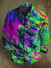 Abstract Color Clash Art Rendering Casual Printed Long Sleeve Shirt
