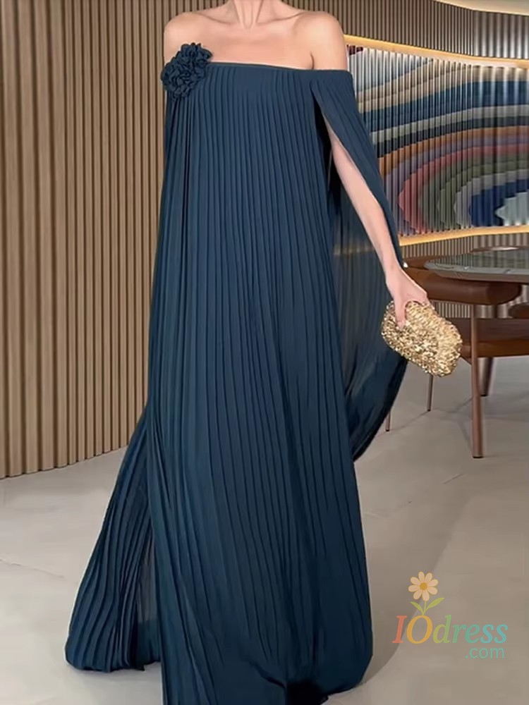 IO Dress Gymystars Elegant Off Shoulder Maxi Dress Gauze Pleated Evening Dresses New Casual High Waist Tiered Luxury Party Women Dresses IO Dress