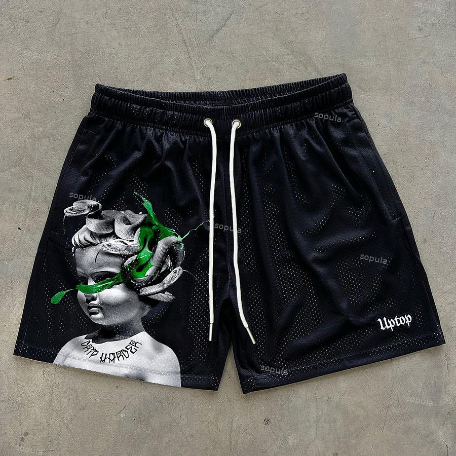 Art Boy Print Graphic Men's Mesh Shorts