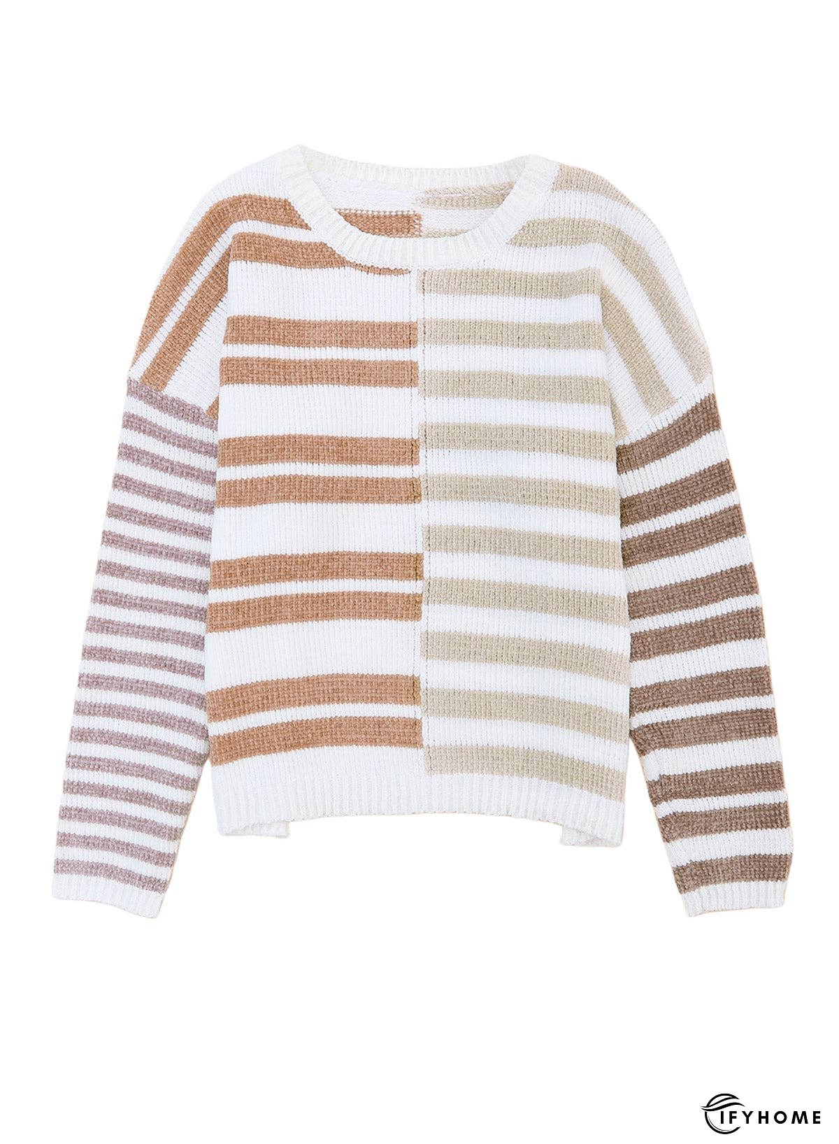 Color Block Drop Shoulder Pullover Striped Sweater | IFYHOME