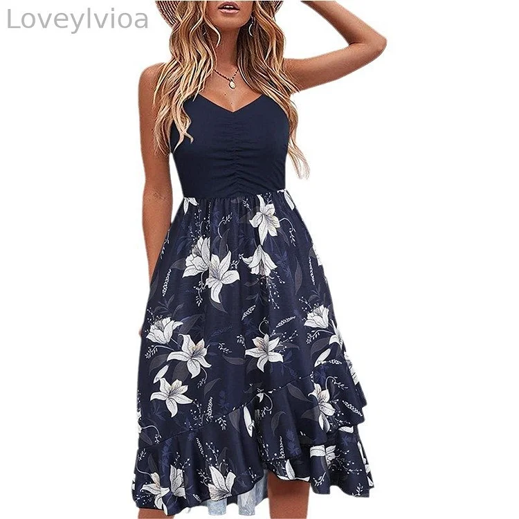 V-neck Ruffle Wrap Dress