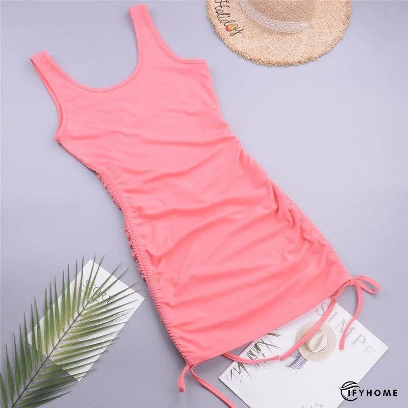 Sleeveless Solid Color Mini Dress Cover Up | IFYHOME