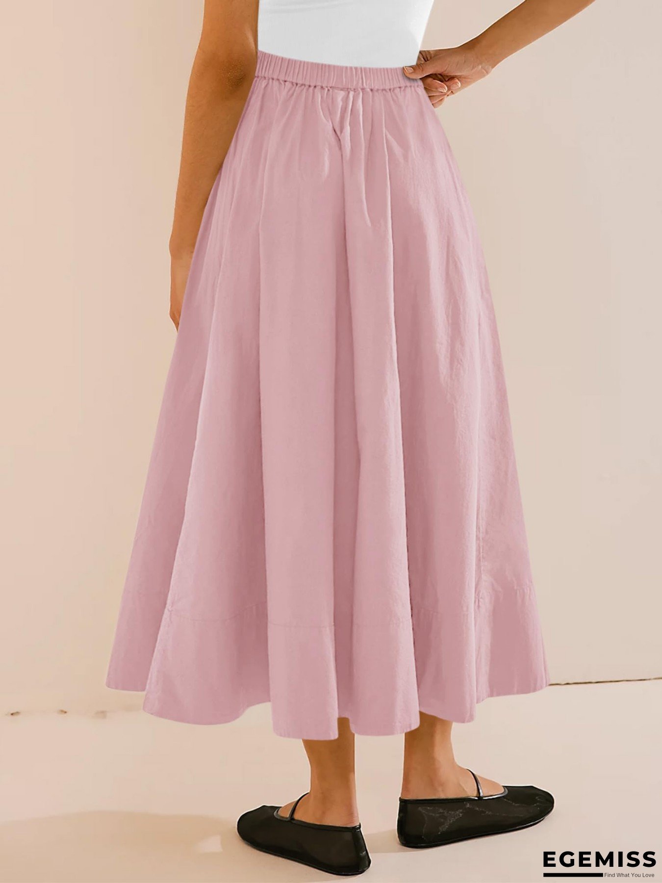 Women's Elegant A-Line Skirt - Flattering Elastic High Waist, Flowy Long Formal Casual Skirt, Machine Washable Everyday To Party Outfit Essential, Cute Skirts, Versatile Wardrobe Staple, Classic Silhouette, Durable Material, Office Wear | EGEMISS