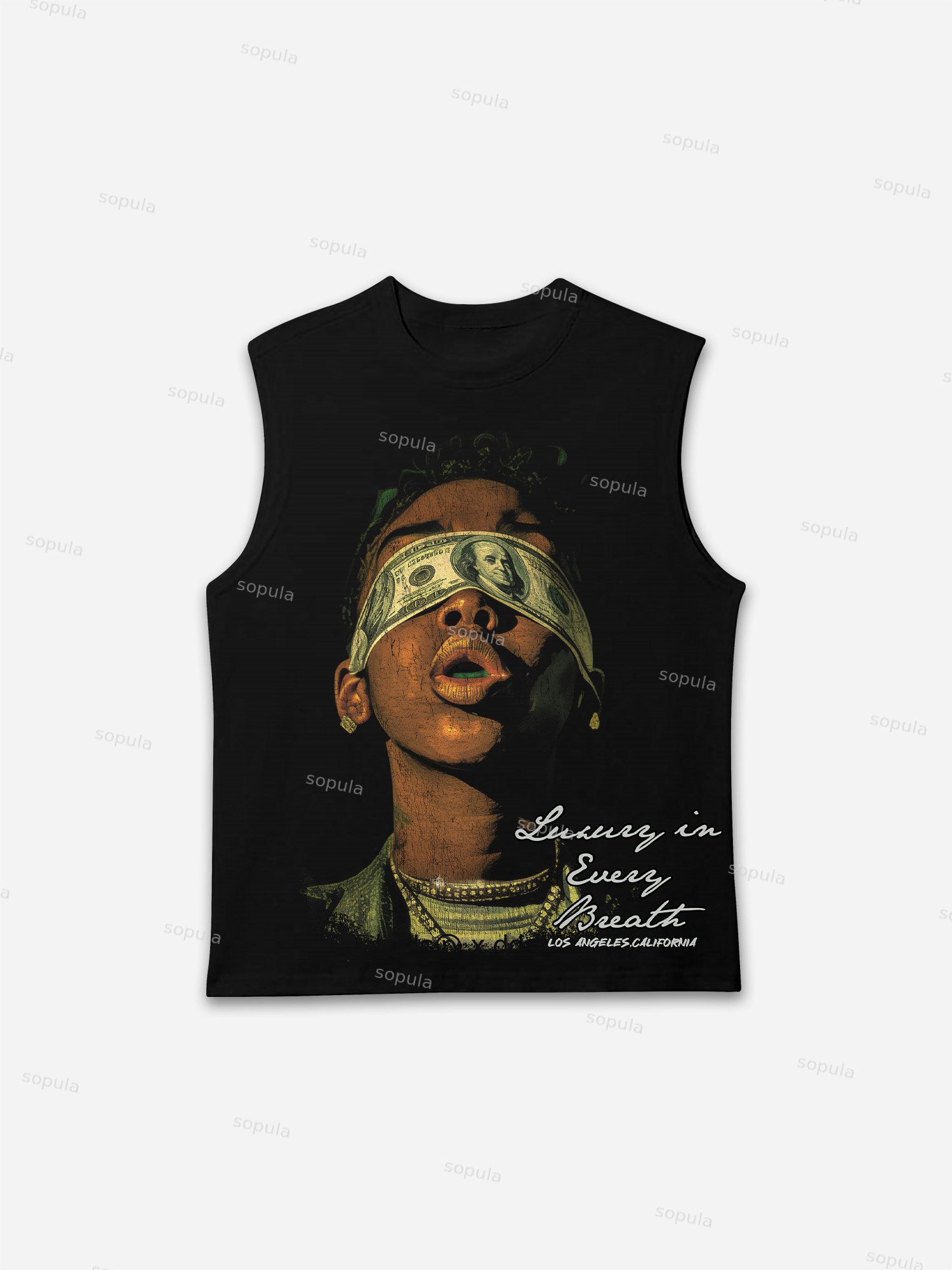 Luxury In Every Breath Vintage Portrait Graphic Tank Top