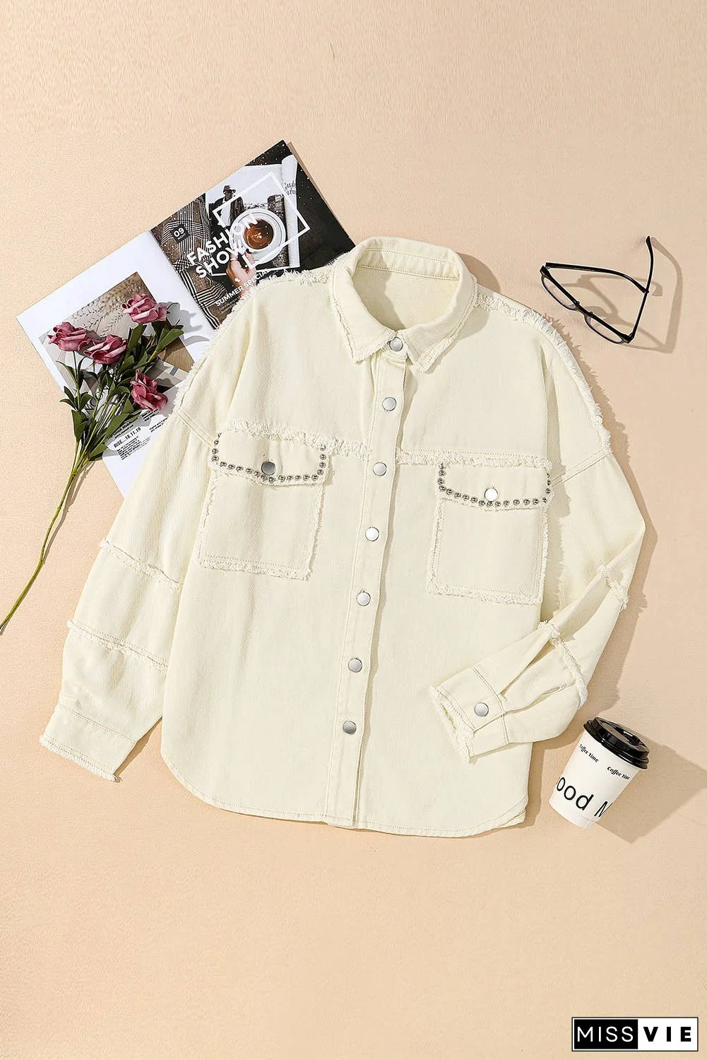 Frayed Exposed Seam Denim Jacket