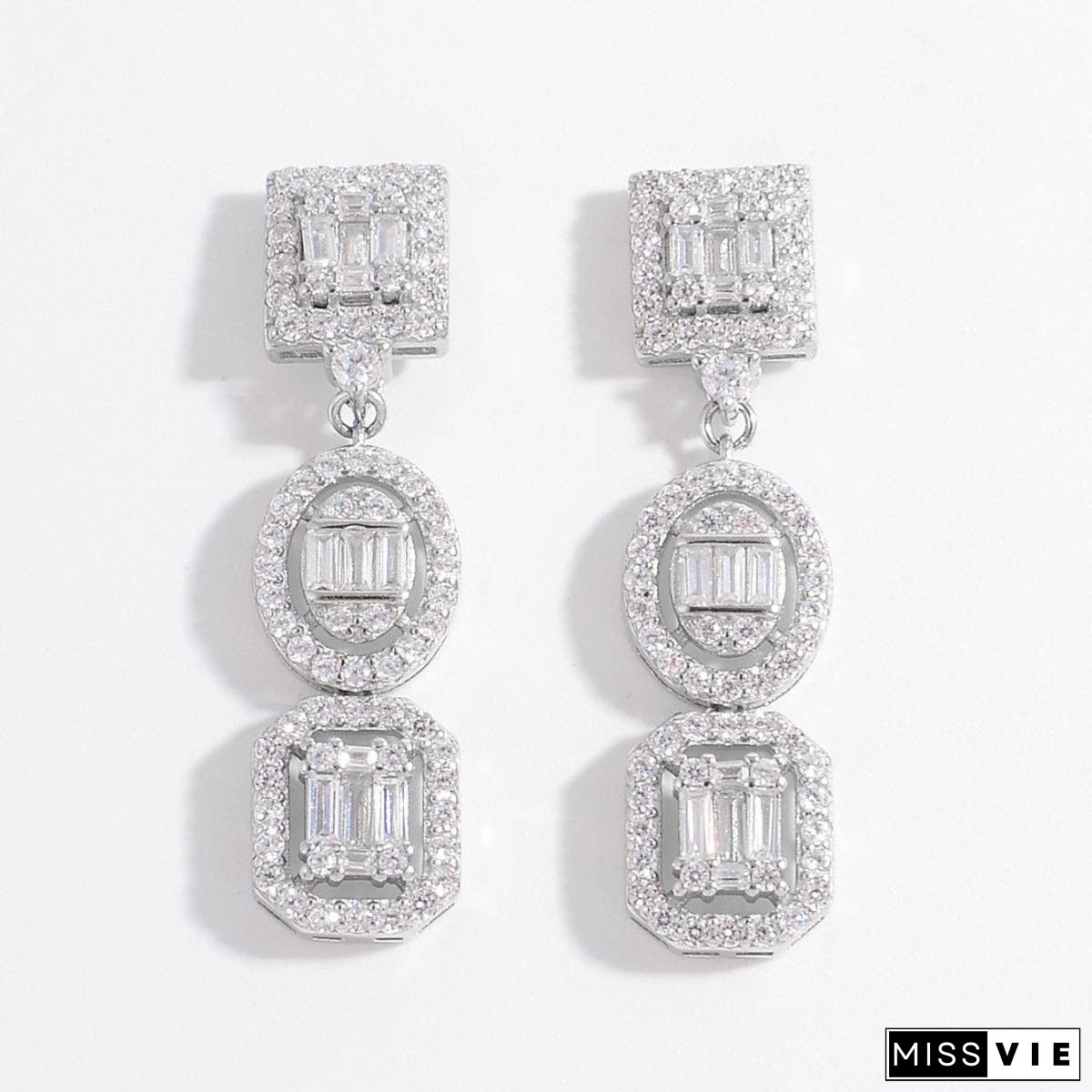 925 Sterling Silver Inlaid Zircon Earrings