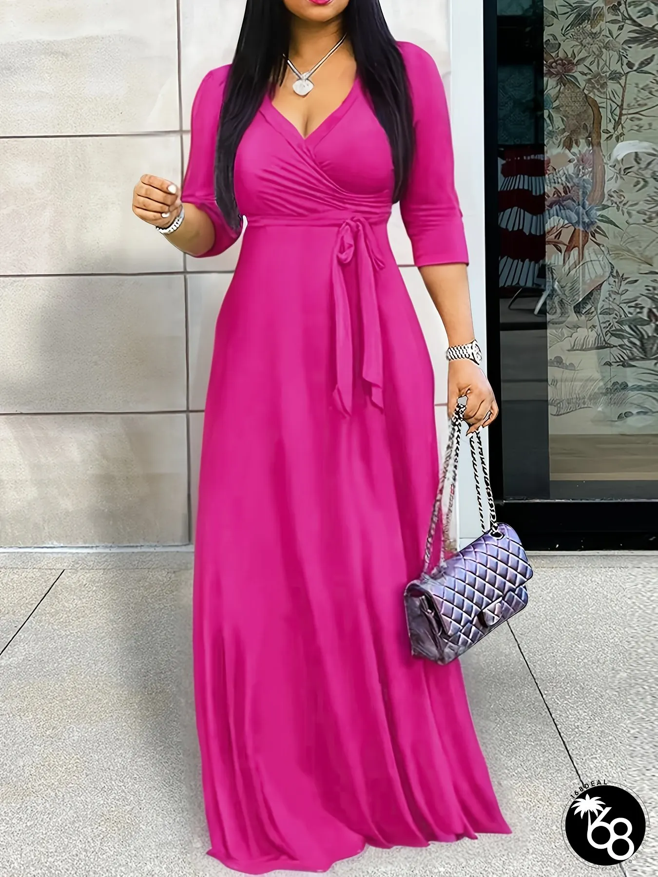Stylish Elegant Long Sleeve Black Dress-Polyester Knit Fabric-Perfect For Spring | 168DEAL