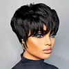 Glueless Black Short Straight Bob Pixe Cut Hair