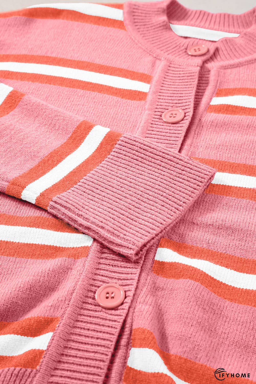 Stripe Drop Shoulder Buttons Cardigan Sweater | IFYHOME