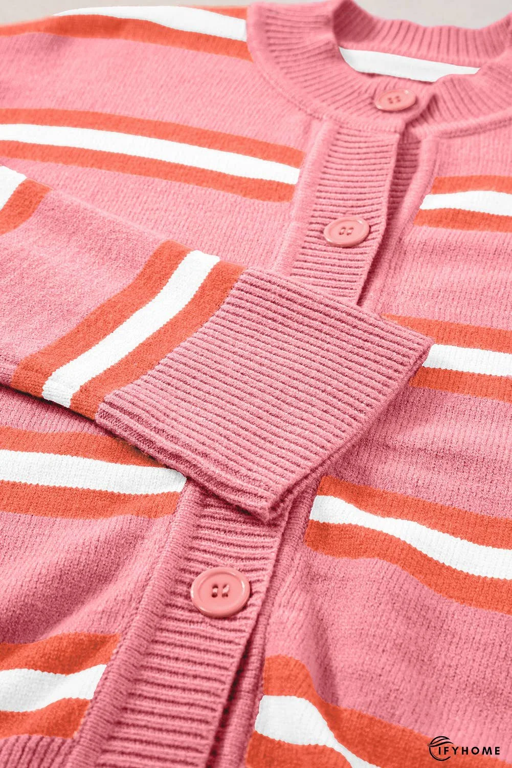 Stripe Drop Shoulder Buttons Cardigan Sweater | IFYHOME