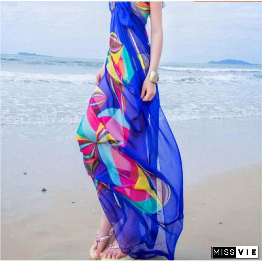Women Beach Shawl, Printed Sun Protection Pareo Blanket, Swimwear Wrap Shawl Scarf, Wild Fashion Dressing Accessories