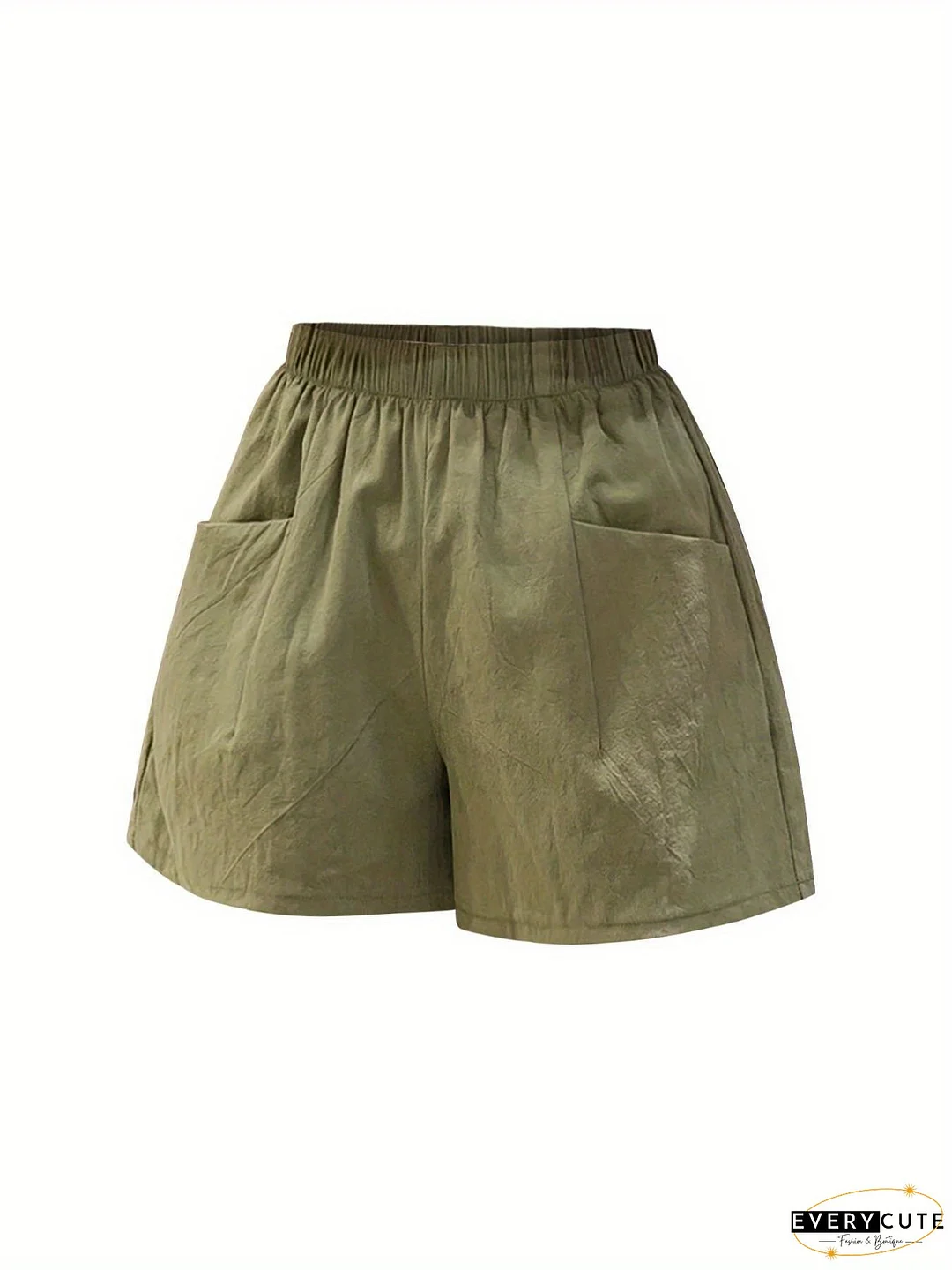 Women‘s High-Waisted Wide Leg Shorts - Y2K Style Olive Green Loose-Fit Pants with Pockets, Thin & Lightweight Design for, Casual & Casual Attire - Autumn/Winter Comfort, No Belt Needed, Great Gift for Women ( Lifestyle), Cute Shorts for Women