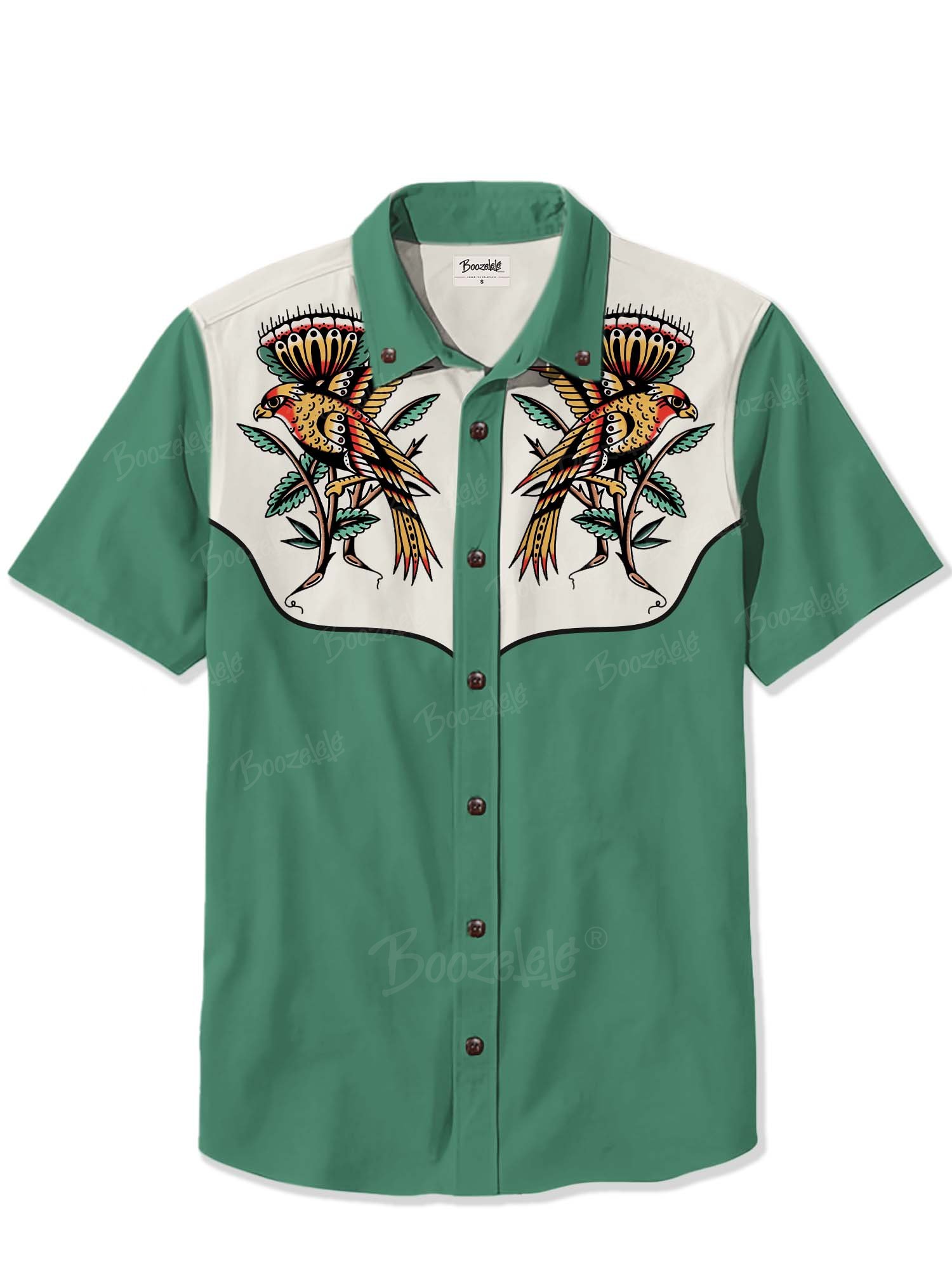 Vintage Tattoo Bird And Flower - 100% Cotton Shirt