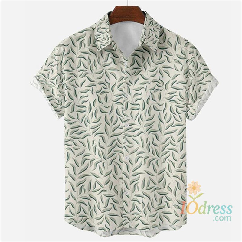 IO Menswear Popular Summer Hawaiian Shirt Men Cool 3d Printing Flower Leaves Shirts Lapel Collar Short Sleeves Button Beach Blouse Clothes
