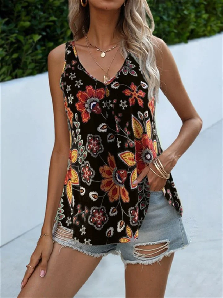 Multicolor Fashion V-neck Halter Top Women's T-shirt