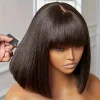 New Glueless Short Bob Wig With Bangs Straight Hair Wigs