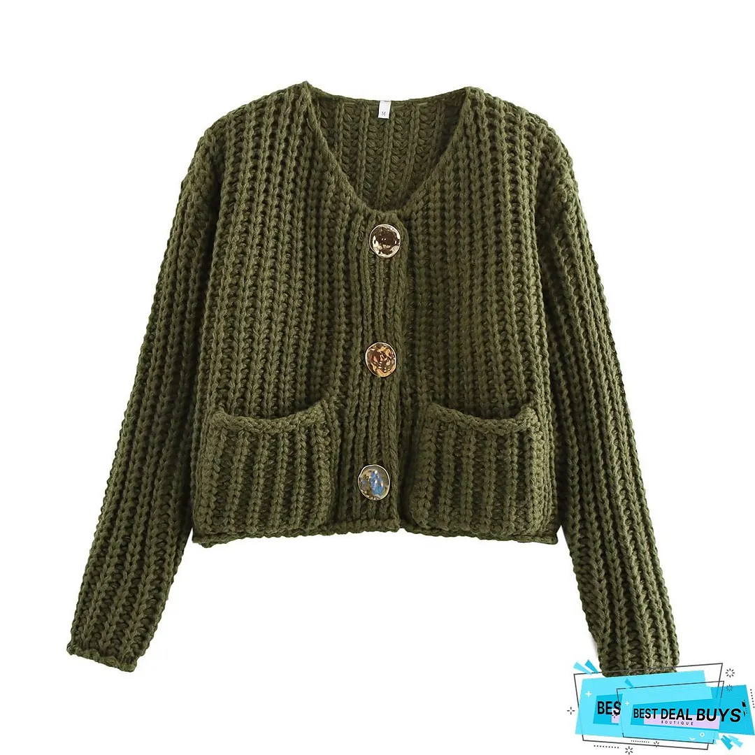 Womens Winter Warm Thick-Single-Breasted Collar Sweater Coat Long Sleeve Jacket