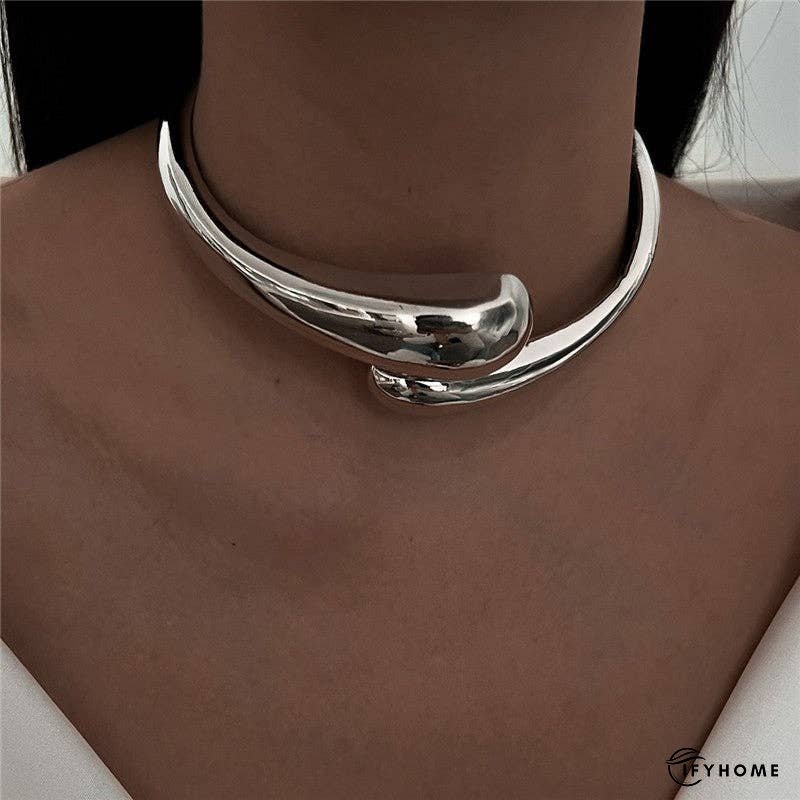 Minimalist Geometric Collar Necklace With Metal Buckle | IFYHOME