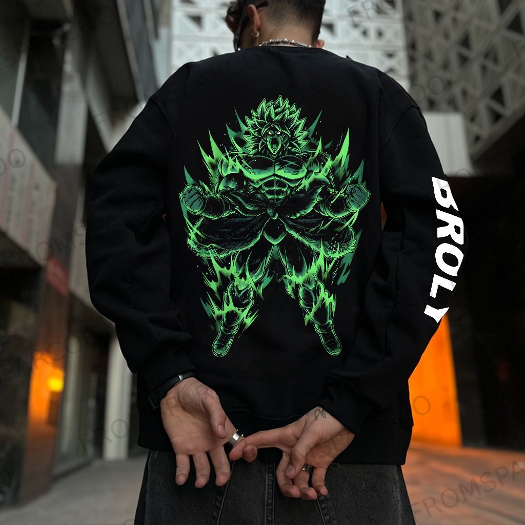 Unisex Oversized Anime Print Crew Neck Sweatshirt