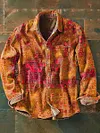 Men's Vintage Pattern Printed Casual Long Sleeve Lapel Shirt