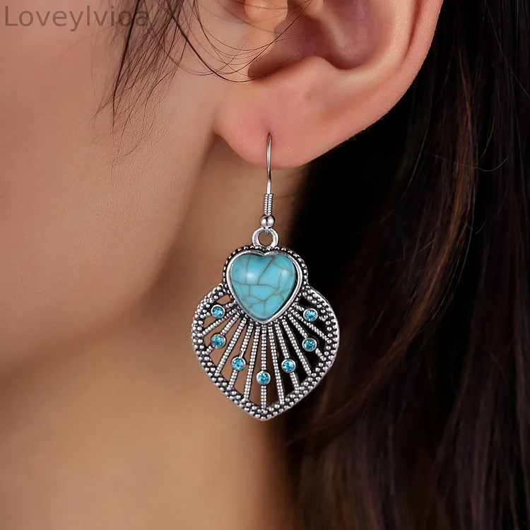 🎁 Heart-shaped Turquoise Firework Earrings