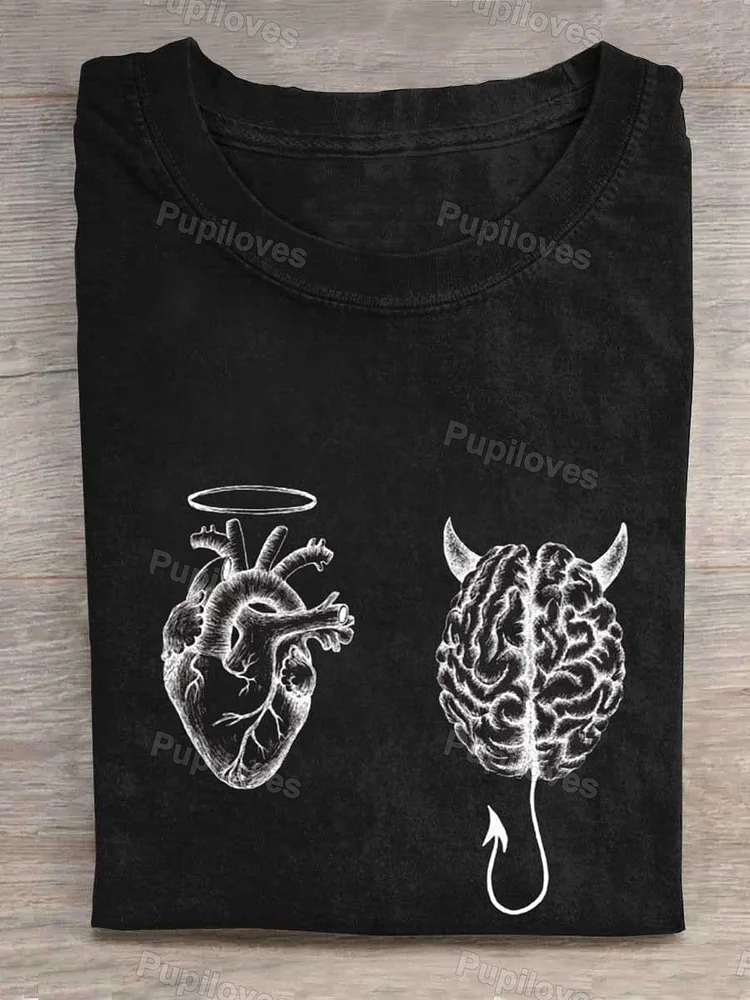 Pupiloves Pupiloves Angel Heart and Devil Brain T-shirt