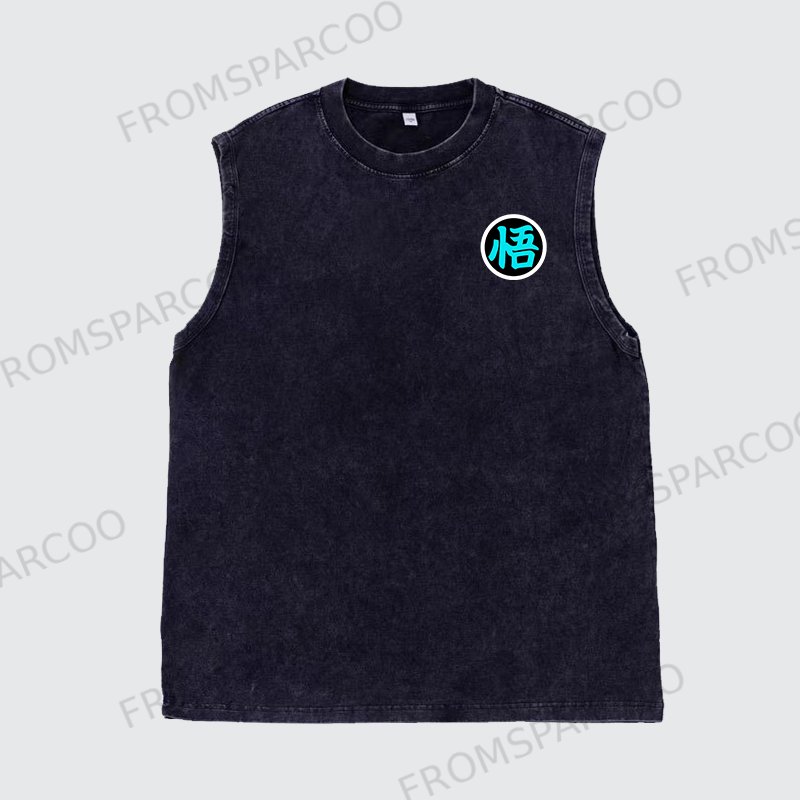 Casual Batik Washed Dragon Ball Print Tank Top