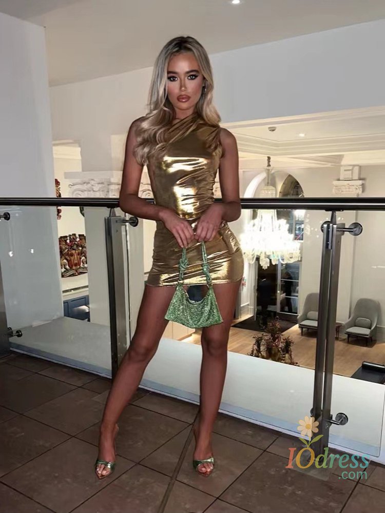 IO Dress Sexy One Shoulder Bodycon Dresses For Women Solid Irregular Skinny Mini Dress Female Party Nightclub Buttocks Short Gown vestido IO Dress Store