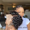 Natural Black Short Wig Side Parting Bob Curly Hair