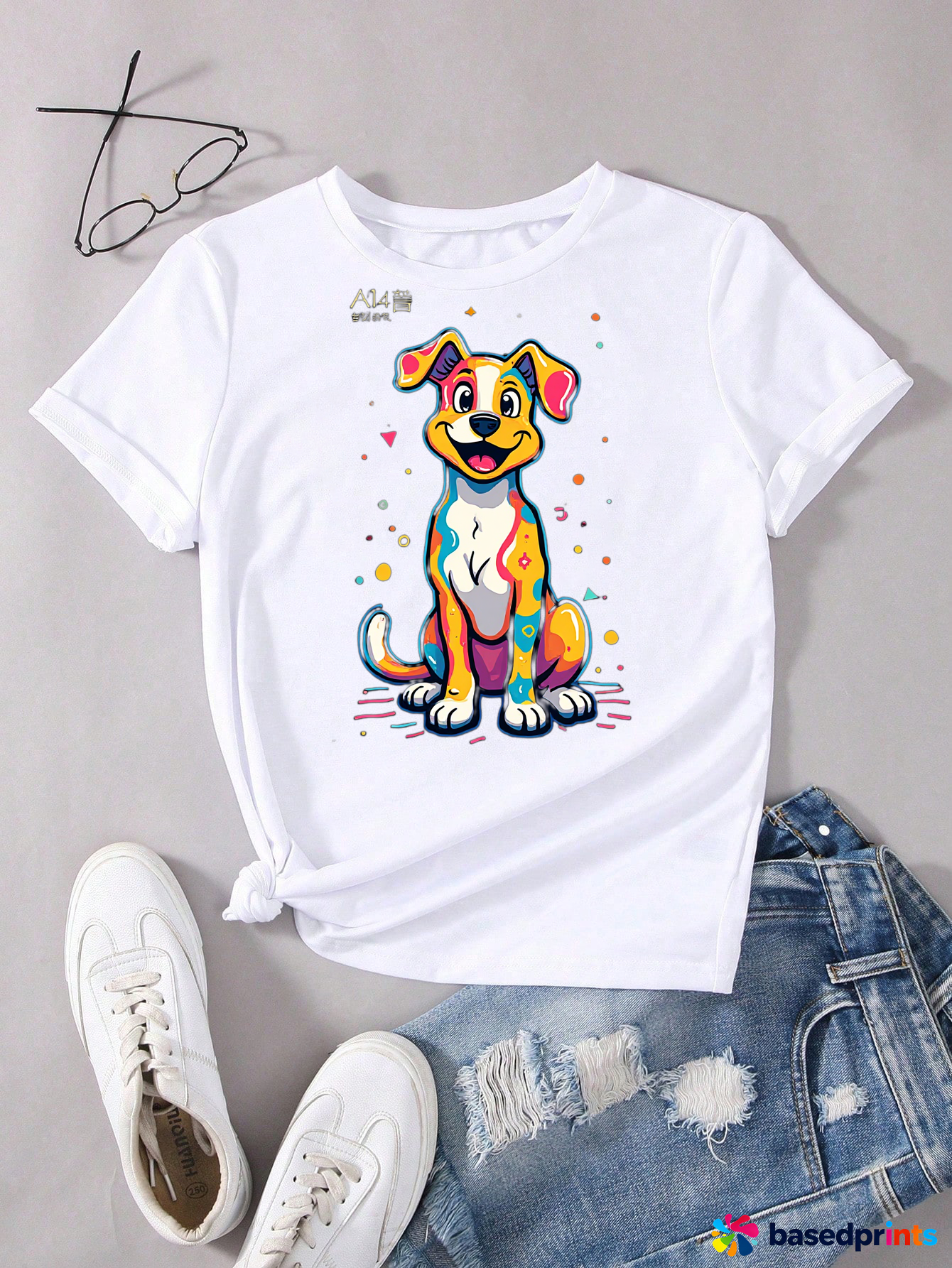 Kids Cartoon Dog Print T-Shirt Short Sleeve Casual Tee