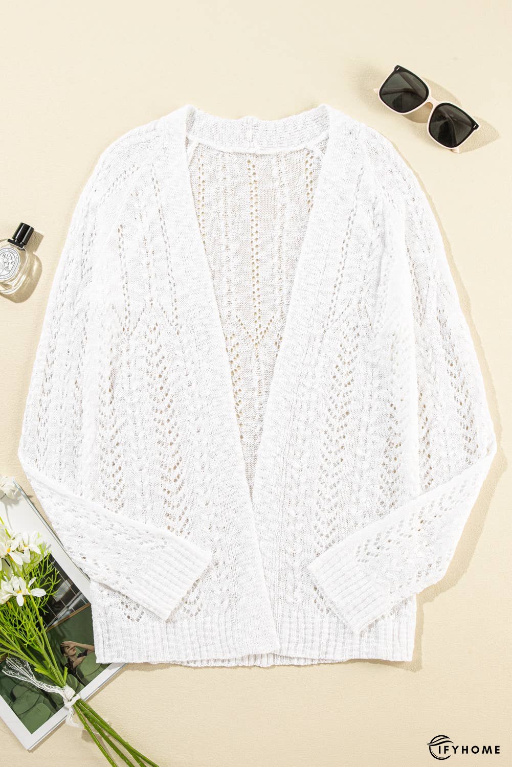 Solid Open Knit Cardigan | IFYHOME