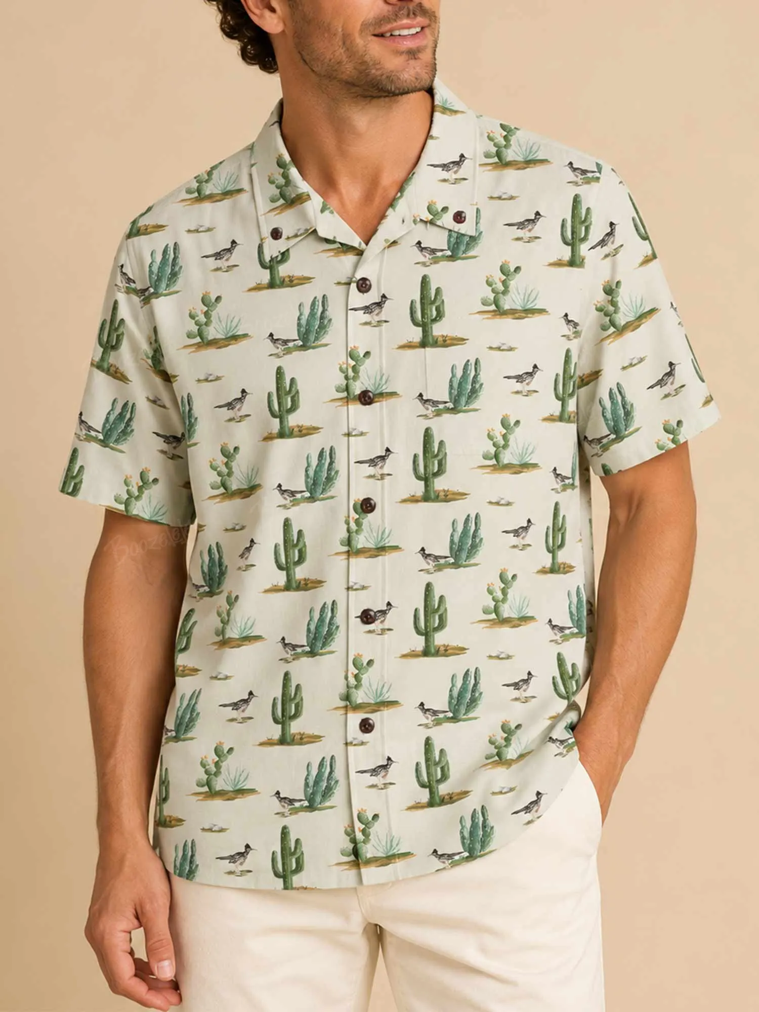 West Cactus And Roadrunner - 100% Cotton Shirt