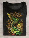 Unisex Hummingbird Art Print Crew Neck T-Shirt