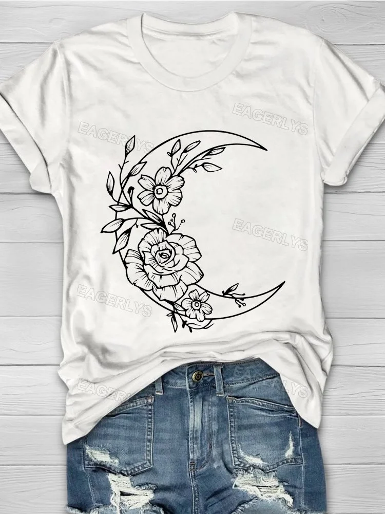 Eagerlys Floral Moon T-shirt Eagerlys