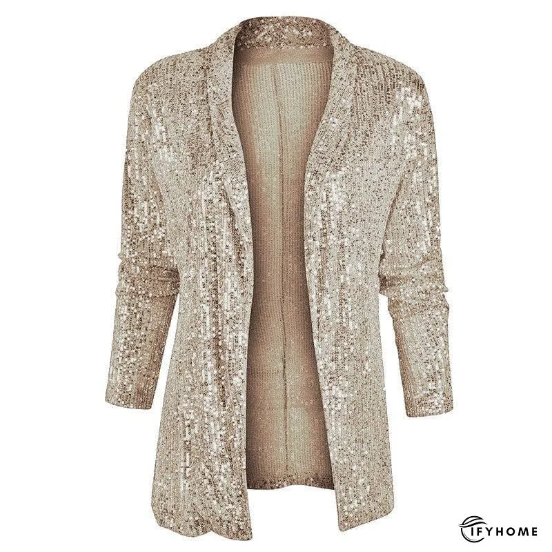 Sequin Long Sleeve Mid-Length Blazer Coat | IFYHOME