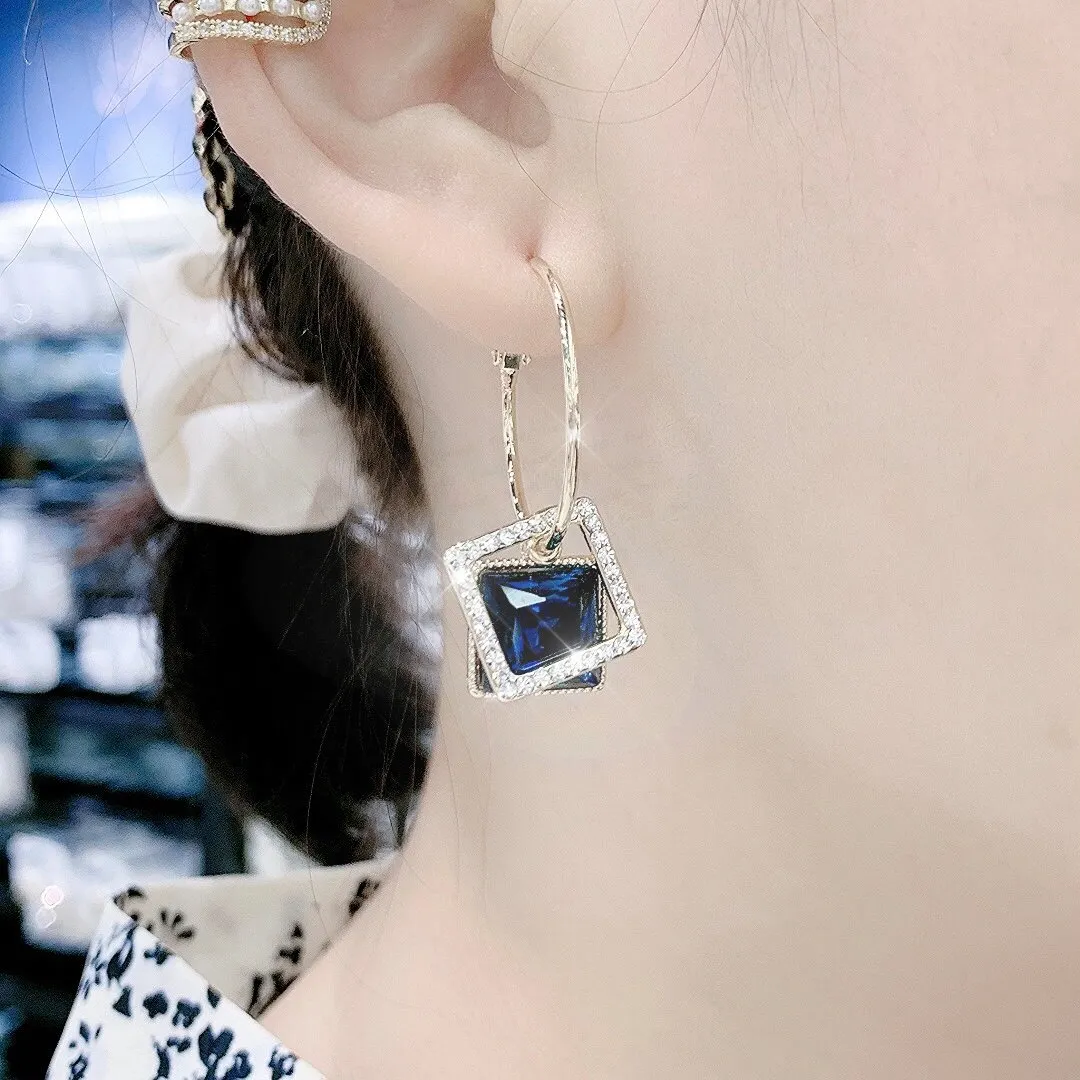 La la la Square Crystal Circle Earrings 我是供应商 ARY