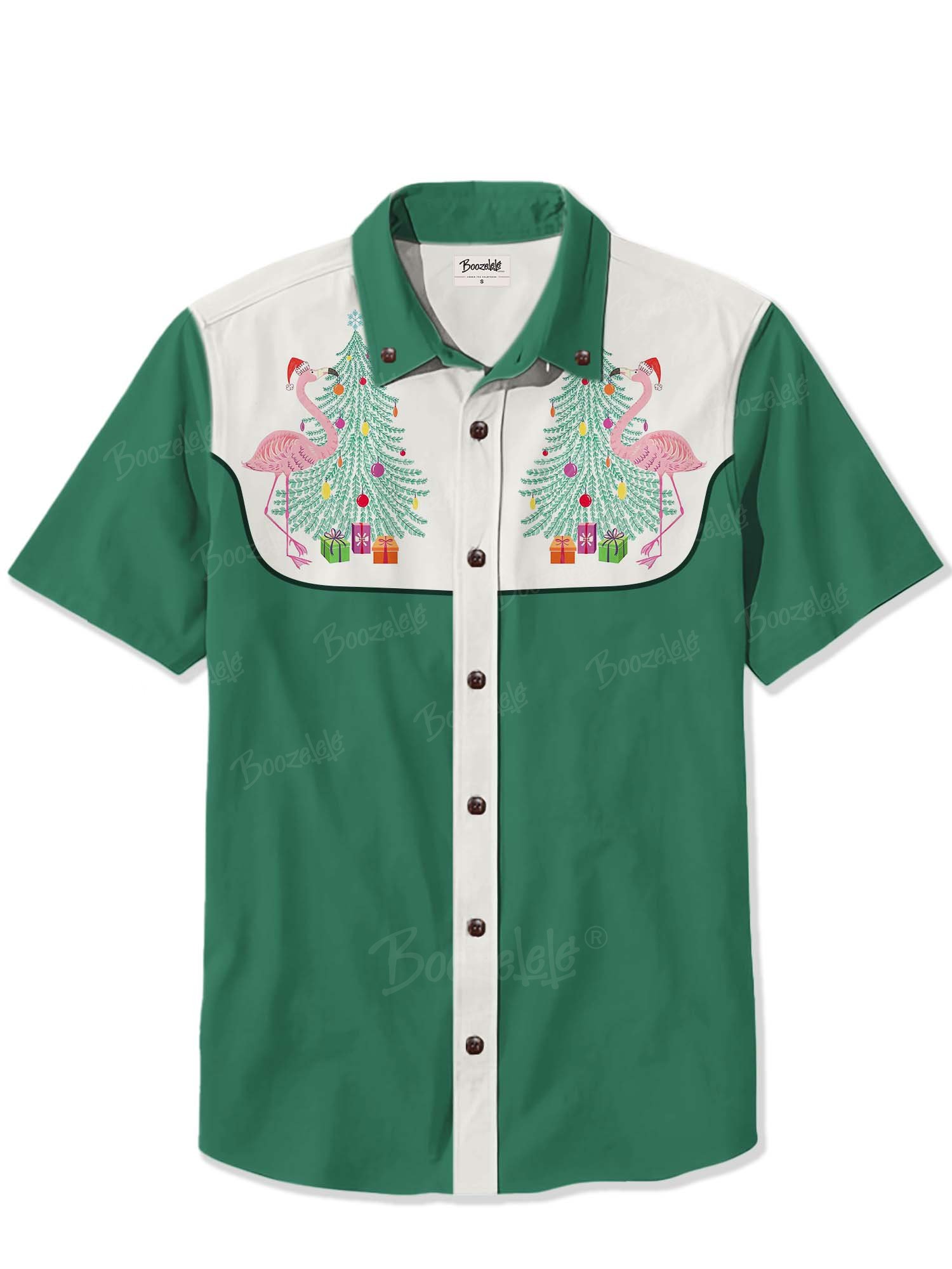 Flamingo and Christmas Tree - 100% Cotton Shirt