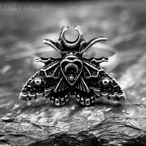 Sterling Silver Celestial Moth Adjustable Ring