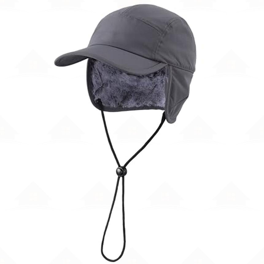 Home Prefer Mens Faux Fur Trapper Hat Waterproof Visor Fleece Lined Winter Baseball Cap Earflaps Hunting Hat for Men