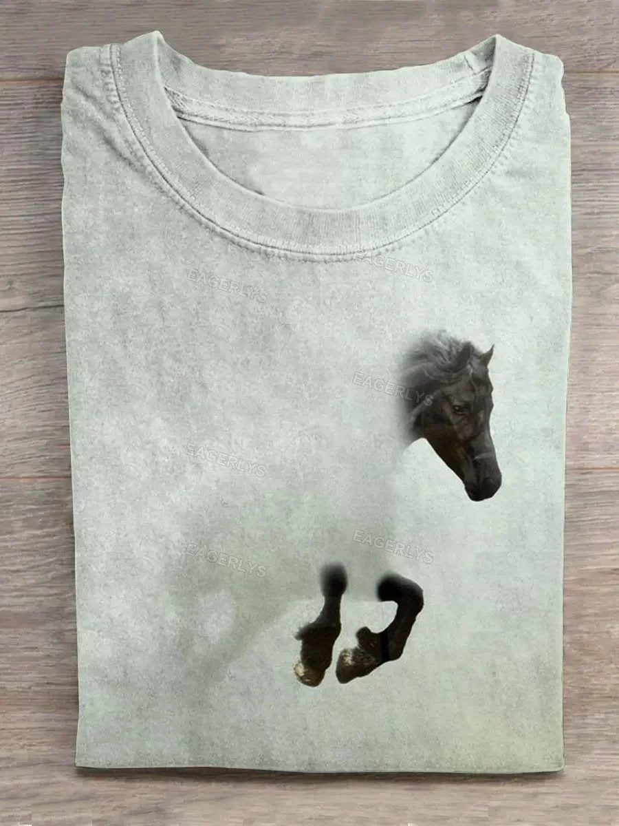 Eagerlys The Horse Breaks Out of The Fog T-shirt Eagerlys