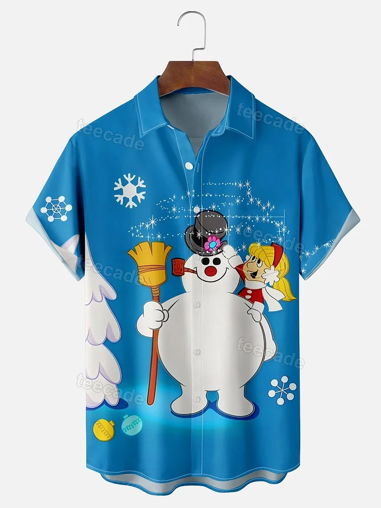 Teecade Teecade Christmas Snowman Art Print Shirt