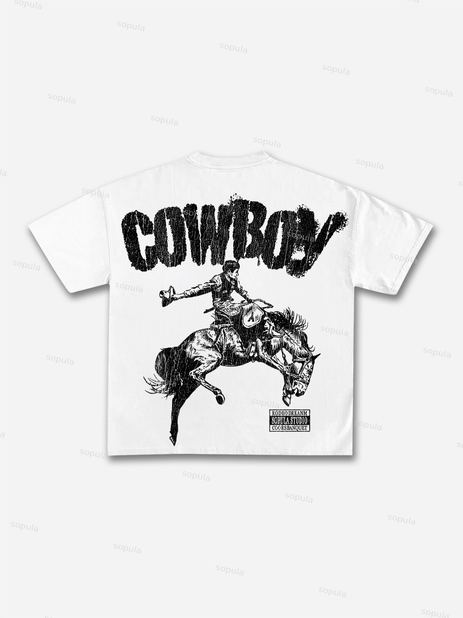 Men's Cowboy Rodeo Street Graphic Print Cotton T-shirt
