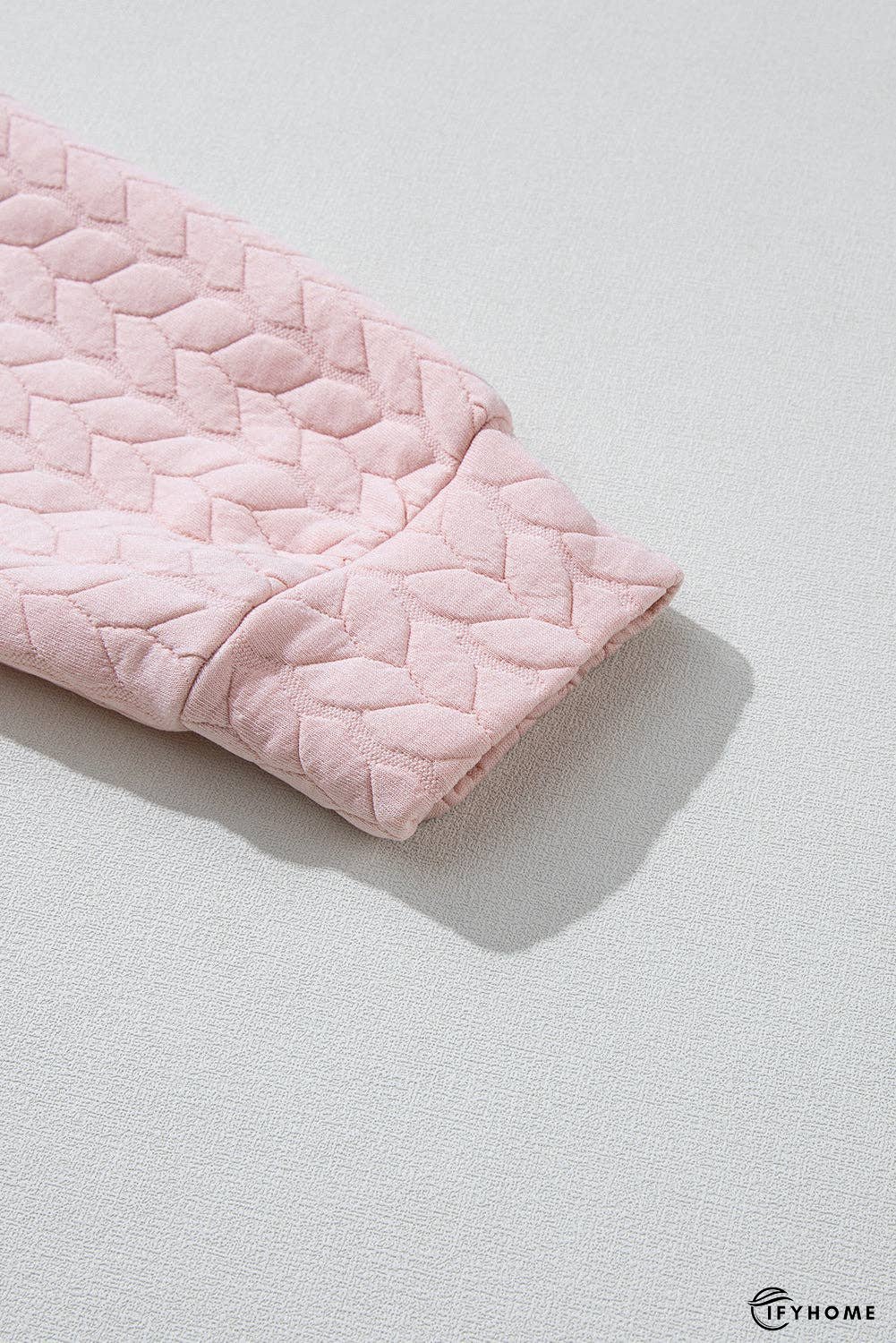 Rosy Waffle Quilted Puff Sleeve Sweatshirt | IFYHOME