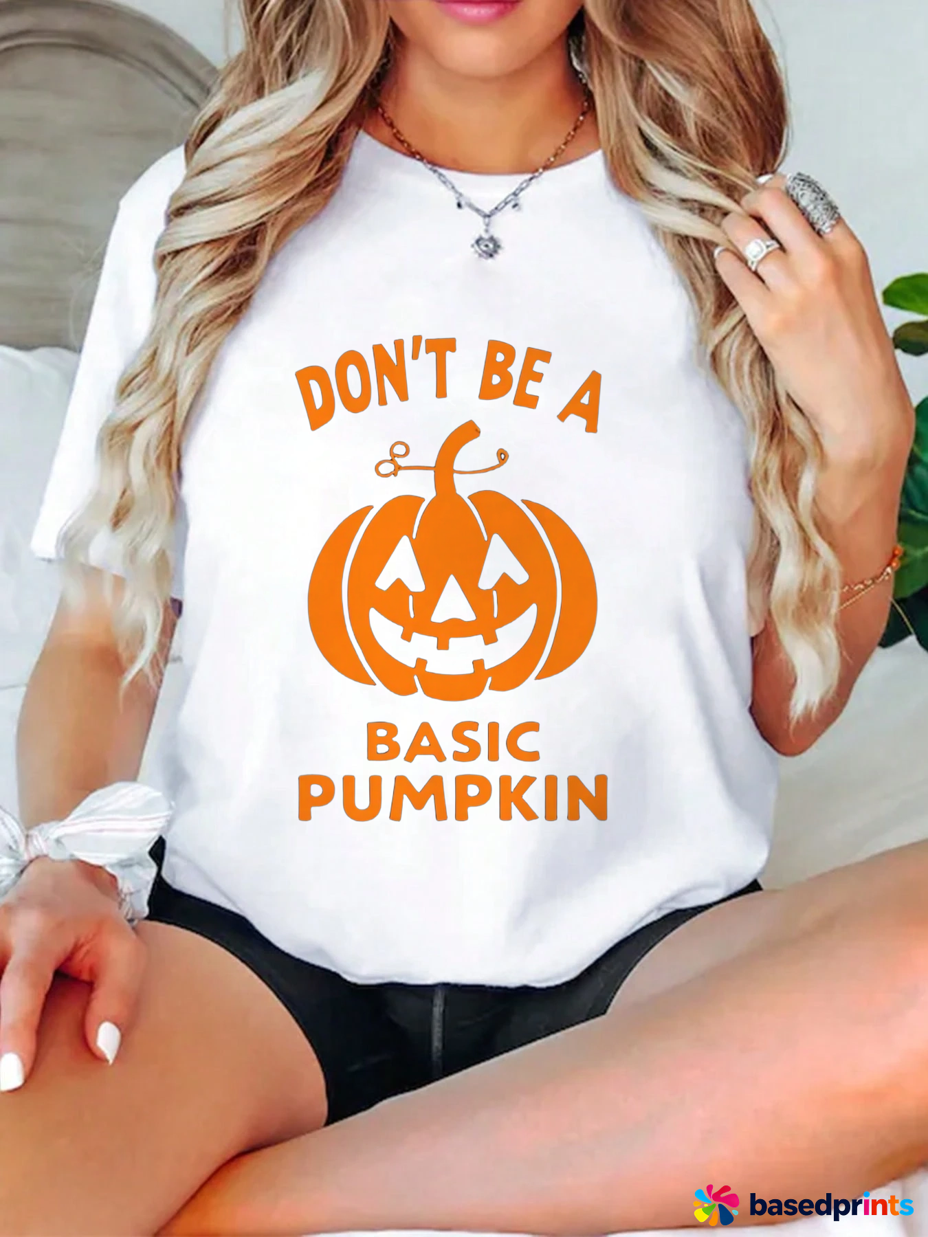 Halloween Pumpkin T-Shirt Women Casual Short Sleeve Tee