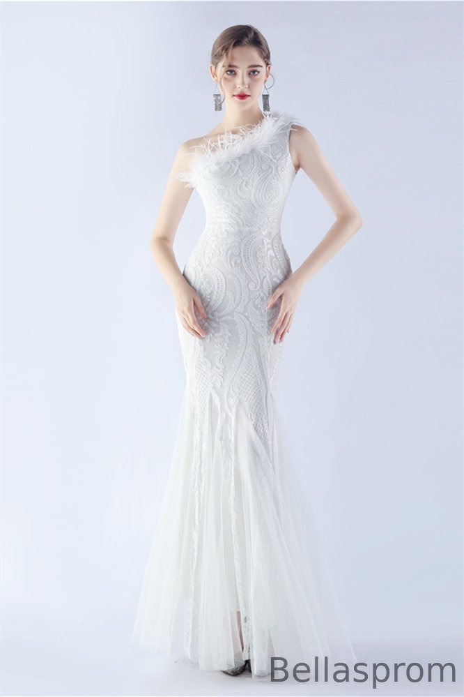 Bellasprom Classic One Shoulder Sequins Prom Dress Mermaid Sleeveless Online Bellasprom