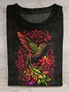 Unisex Hummingbird Art Print Crew Neck T-Shirt