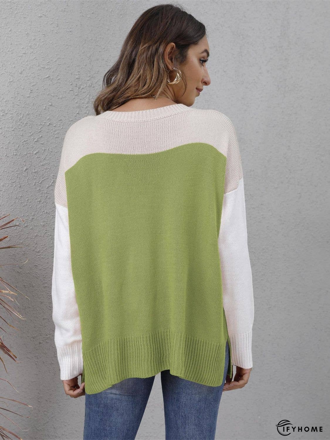 Color Block Round Neck Sweater | IFYHOME