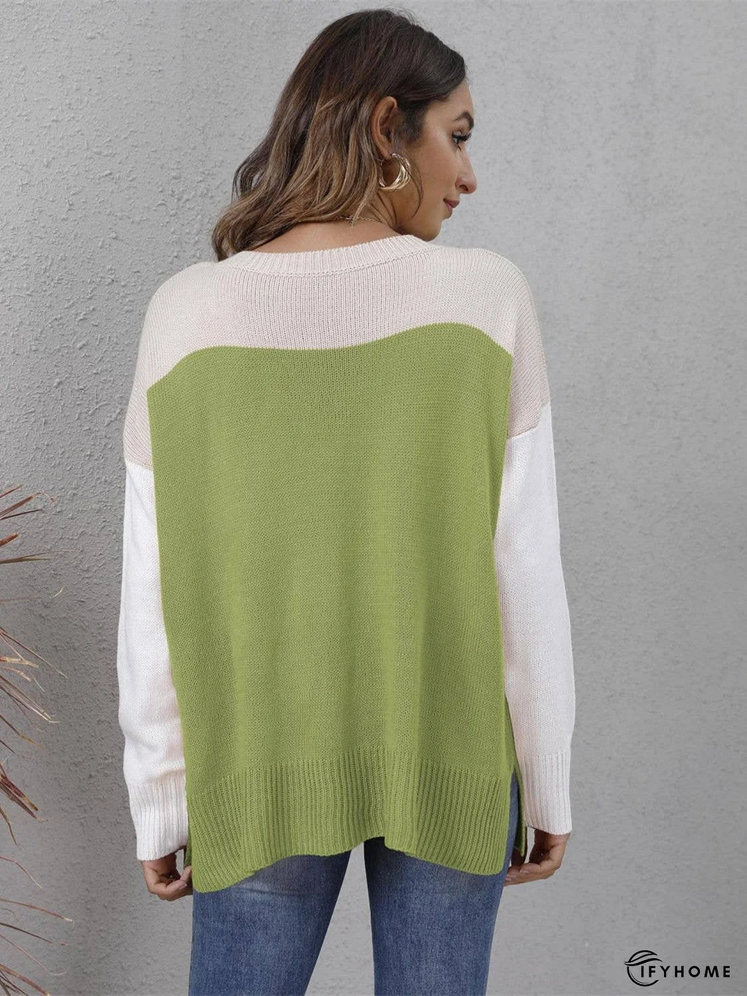 Color Block Round Neck Sweater | IFYHOME