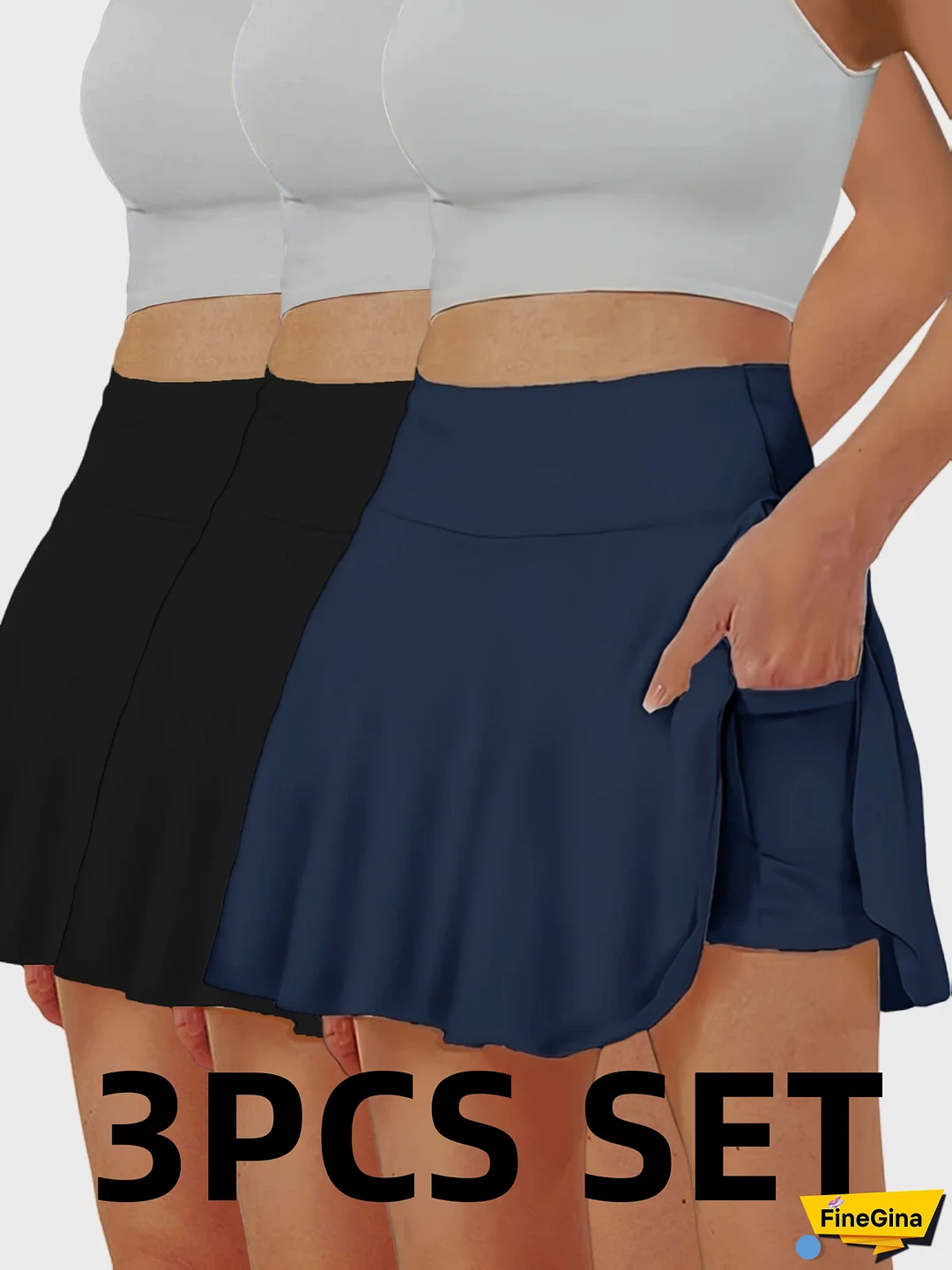 3pcs 2025 Spring/Summer Design Women's Sports Short Skirt with Pockets Suitable for Running and Fitness